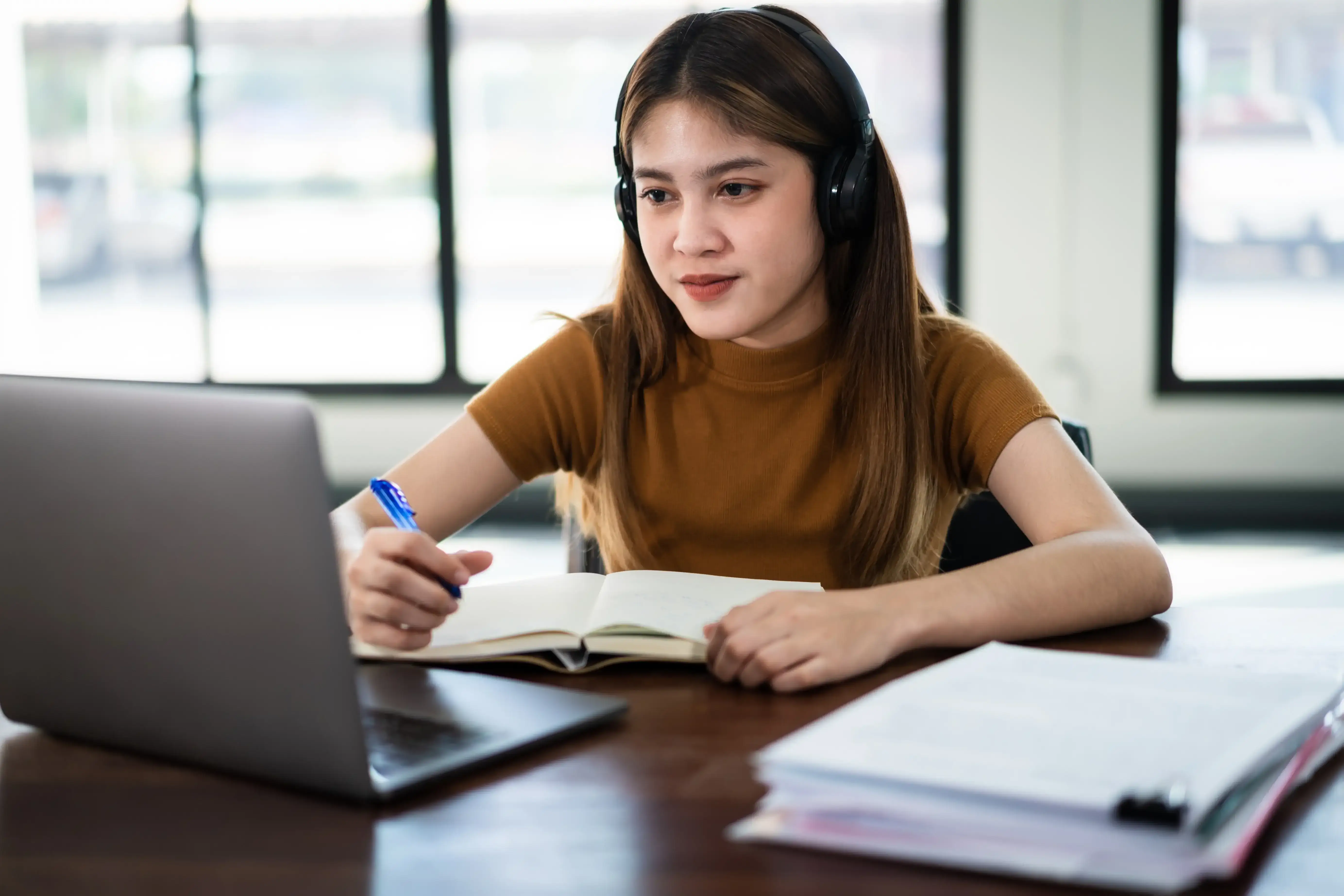 Student reviewing materials